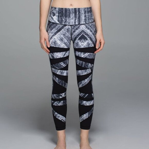 LULULEMON Lululemon High Times Pant Heat Wave White Black No Size Dot Check Meas - Picture 1 of 11